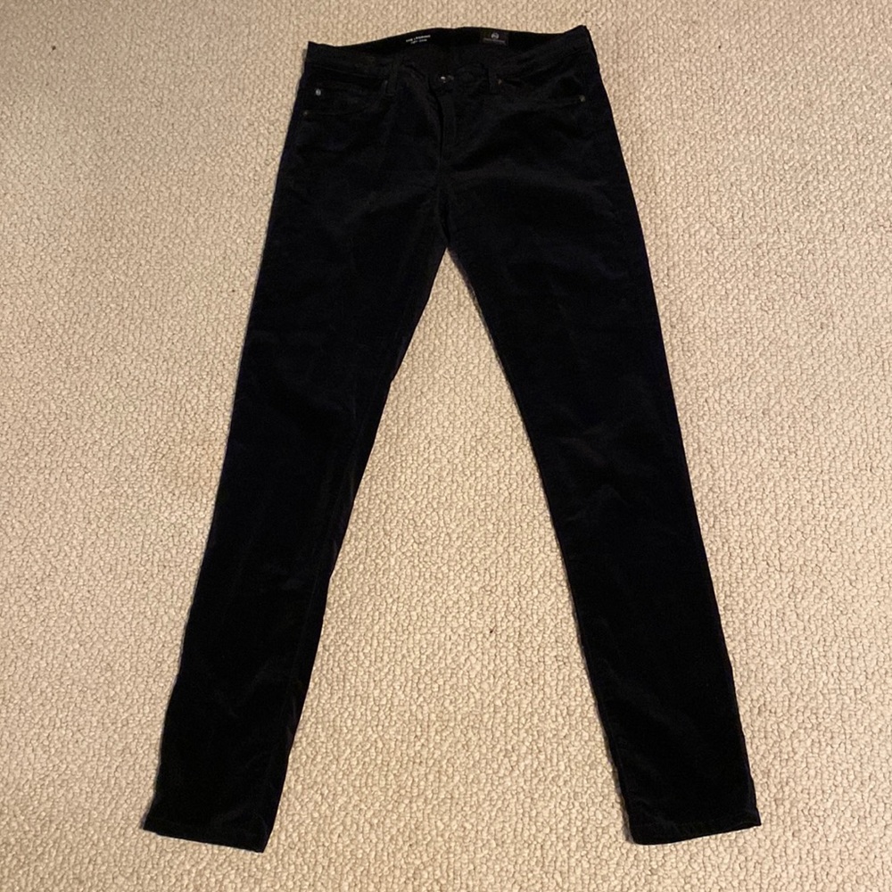 AG black velvet skinny leg jeans. Size 27R.  Like new.